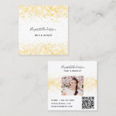 Foto qr für Weißgold Glitzer Quadratische Visitenkarte (Vorne/Hinten)