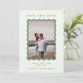 Foto QR Hochzeit mit grünen Rahmen Rette den Da Save The Date (Stehend Vorderseite)