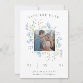 Foto QR (Light Blue Floral Frame) Save The Date (Vorderseite)