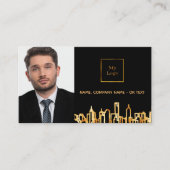 Foto-QR-Logo der Skyline "Black Gold" Visitenkarte (Vorderseite)