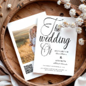 Foto QR Moderne Black Script Hochzeit Einladung