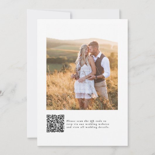 Foto QR Moderne Black Script Hochzeit Einladung (Rückseite)