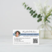 Foto QR Notary Signature Agent Navy Blue Visitenkarte (Stehend Vorderseite)