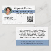 Foto QR Notary Signature Agent Navy Blue Visitenkarte (Vorne/Hinten)