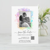 *~* Foto QR - Pastell Save the Date Website AR6 in Einladung (Stehend Vorderseite)
