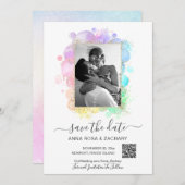 *~* Foto QR - Pastell Save the Date Website AR6 in Einladung (Vorne/Hinten)