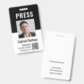 Foto QR-Presseausweis für Journalisten oder Report Ausweis (Vorder- & Rückseite)