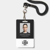 Foto Quadrat-Logo Mitarbeiter QR-Code Barcode-ID Ausweis (Vorderseite mit Lanyard)