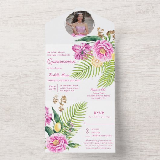 Foto Quinceañera All In One Einladung (Innen Boden)