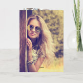 Foto Quinceanera, blauer Glitzer Dankeskarte (Rückseite)