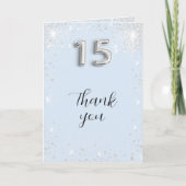 Foto Quinceanera, blauer Glitzer Dankeskarte (Vorderseite)