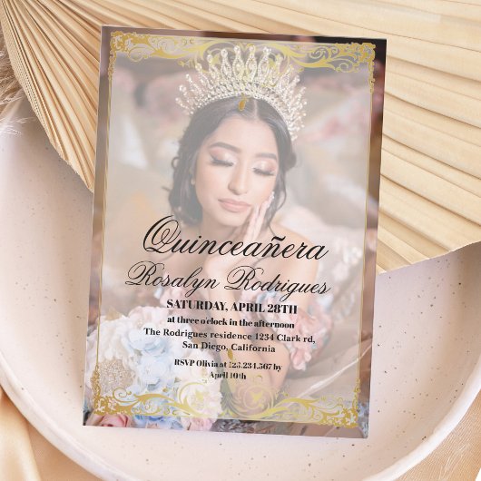 Foto Quinceañera Bohemisches Skript Einladung