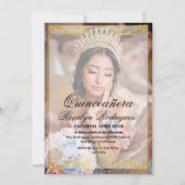 Foto Quinceañera Bohemisches Skript Einladung (Vorderseite)