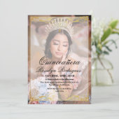 Foto Quinceañera Bohemisches Skript Einladung (Stehend Vorderseite)