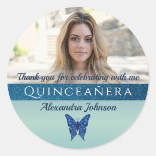 Foto Quinceañera Danke schön Runder Aufkleber