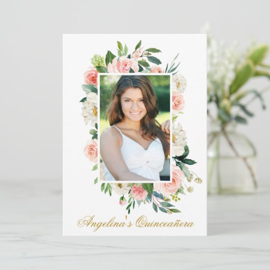 Foto Quinceanera Einladung (Stehend Vorderseite)