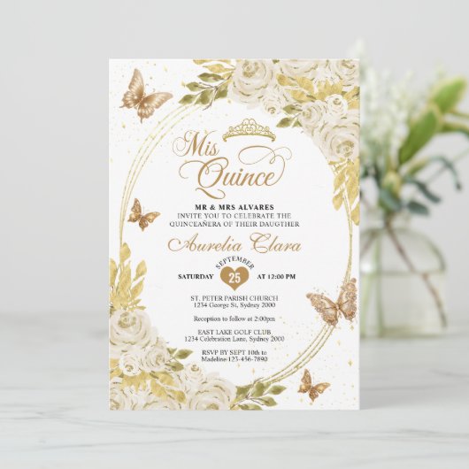 Foto Quinceañera Einladung (Stehend Vorderseite)