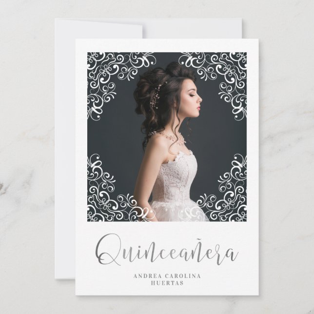 Foto Quinceañera Español Efecto Encaje Blanco (Vorderseite)