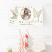 Foto Quinceanera Gold Butterfly Willkommen Banner (Insitu)