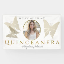 Foto Quinceanera Gold Butterfly Willkommen