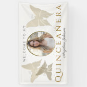 Foto Quinceanera Gold Butterfly Willkommen Banner (Vertikal)
