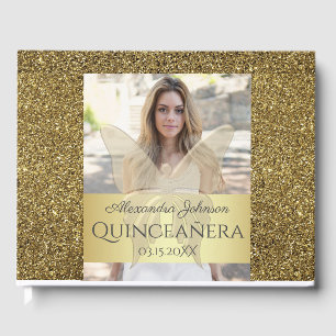 Foto Quinceanera Gold Glitter Gästebuch