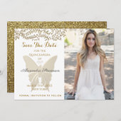 Foto Quinceanera Gold Save The Date (Vorne/Hinten)