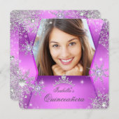 Foto Quinceanera Lila Pink Winter Wunderland Einladung (Vorne/Hinten)