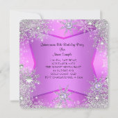 Foto Quinceanera Lila Pink Winter Wunderland Einladung (Rückseite)