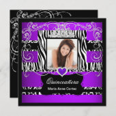 Foto Quinceanera Lila Zebra-Kuh Einladung (Vorne/Hinten)