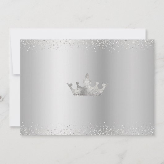 Foto Quinceañera Navy Silver Glitzer Script Crown Einladung (Rückseite)