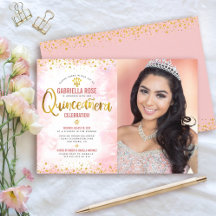 Foto Quinceañera Rosa Hauchgold Glitter-Tiara