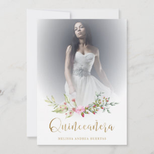 Foto Quinceñera Español Guirnalda Floral Rosa