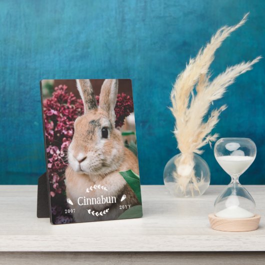 Foto-Rabbit-Gedenkstätte "White Bunny Paws Greener Fotoplatte (Seite)