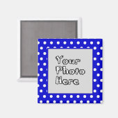 Foto-Rahmen für blaue und weiße Polka-Dosen Magnet (Vorderseite/Rückseite)