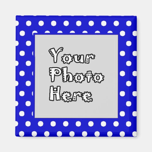 Foto-Rahmen für blaue und weiße Polka-Dosen Magnet (Vorne)