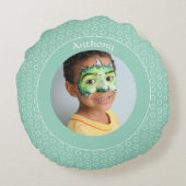 Foto-Rahmen für den benutzerdefinierten grünen Pol Rundes Kissen (Rückseite)