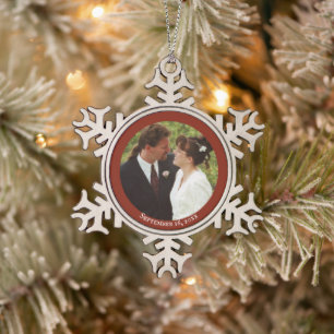 Foto-Rahmen für den roten Kreis Schneeflocken Zinn-Ornament