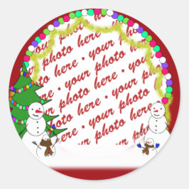 Foto-Rahmen für die Snowman-Familie Runder Aufkleber