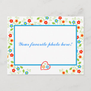 Foto-Rahmen für Herz und Blume Postkarte