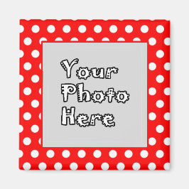 Foto-Rahmen für rote und weiße Polka-Dosen Magnet