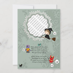 Foto Rahmen mit Hexe, Monster, Geist, Katze Einladung