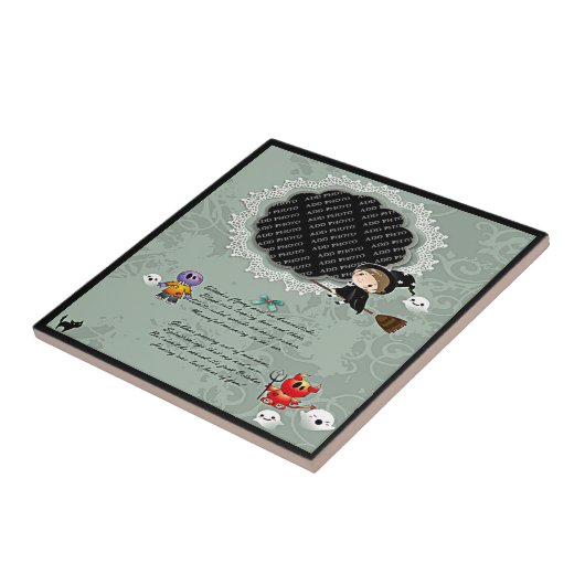 Foto Rahmen mit Hexe, Monster, Geist, Katze Fliese (Seite)