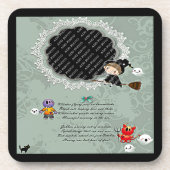 Foto Rahmen mit Hexe, Monster, Geist, Katze Getränkeuntersetzer (Vorderseite)