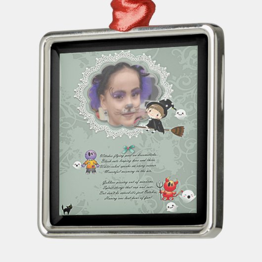 Foto Rahmen mit Hexe, Monster, Geist, Katze Ornament Aus Metall (Links)