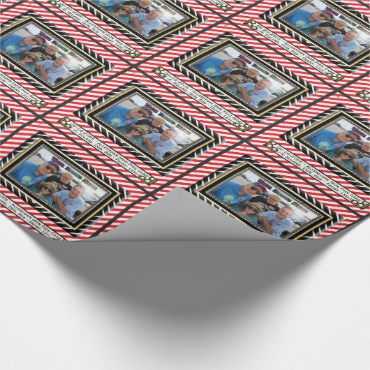 Foto-Rahmen (Personalisiert), rot und weiß gestric Geschenkpapier (Ecke)