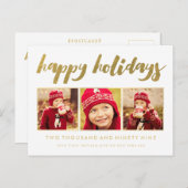 Foto-Rahmen-Postkarte Goldglückliche Feiertagspostkarte (Vorne/Hinten)