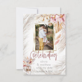 Foto Rahmen rustikales Burgund Pink Elfenbein Pamp Einladung