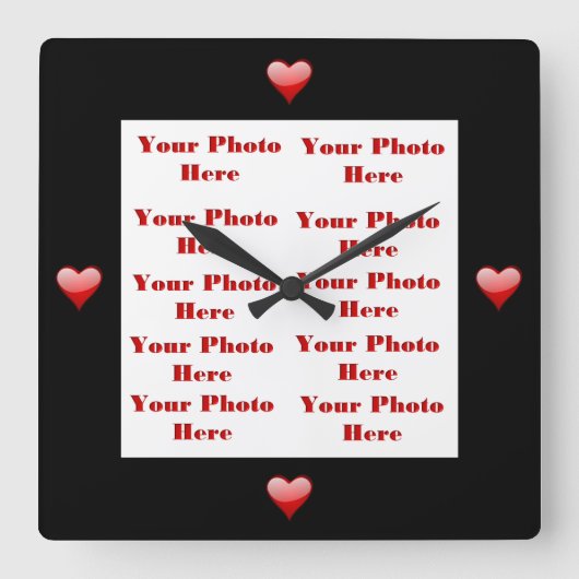 Foto-Rahmenhalterung hören Quadratische Wanduhr (Vorderseite)