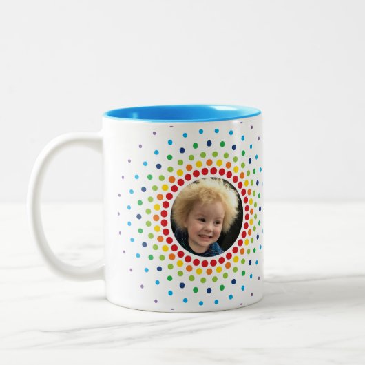 FOTO RAINBOW MANDALA Kinderbild Zweifarbige Tasse (Links)